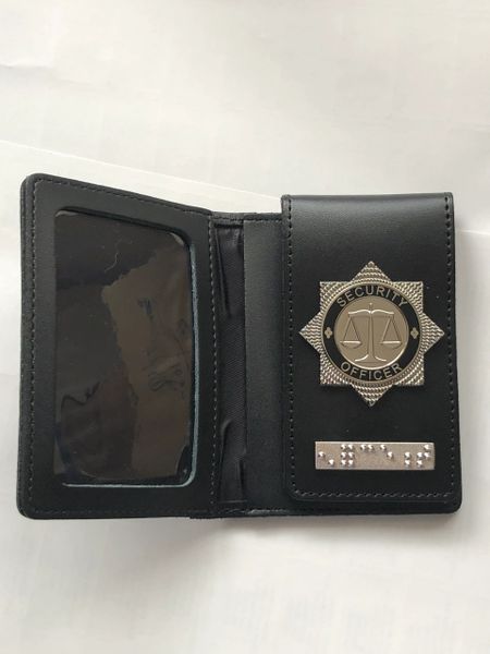 Security Officer ID card wallet with braille bar