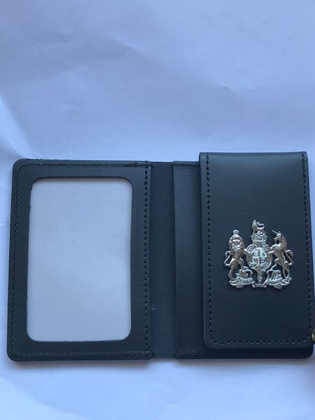 ID card wallet with attached coat of arms crest