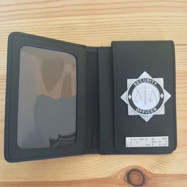 Security Officer ID card wallet with braille bar