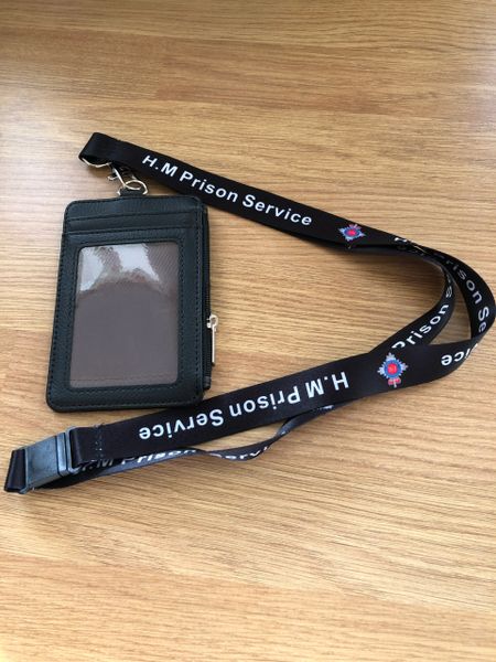 HMP HM Prison Service card holder & printed lanyard
