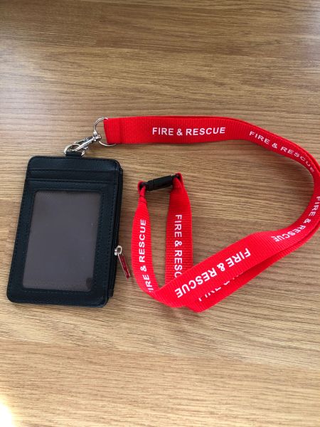 Fire & Rescue ID card holder with printed lanyard