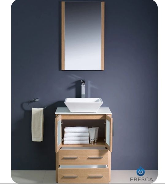 Fresca Torino 24 Light Oak Modern Bathroom Vanity W Vessel Sink Concept Haus Design