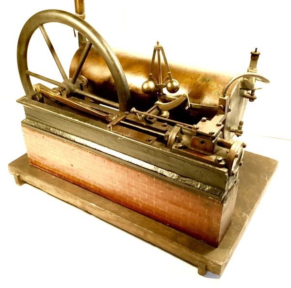 SOLD Fine ca. 1860 Horizontal Box Bed Steam Engine and Boiler Model