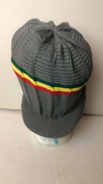 Happy 2B Nappy Gray Knitted Hat Trim with Red Gold & Green