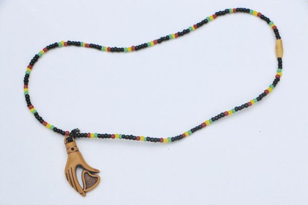 H2BN Mother Land Beaded Necklace with Classic Heart N Hand Pendant From Uganda