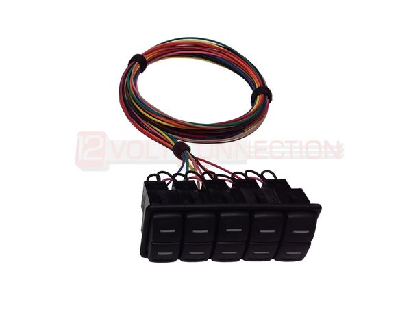 Pre-wired 5 Rocker Switch Panel Relay Control with Illuminated Switches