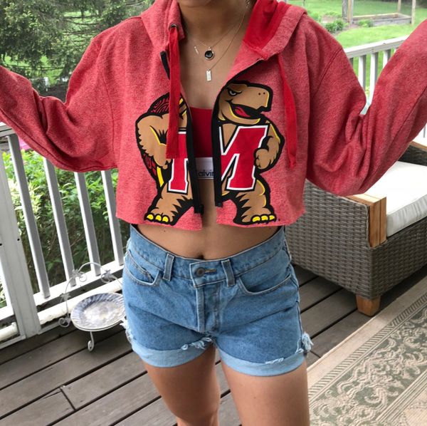 Cropped best sale college sweatshirt