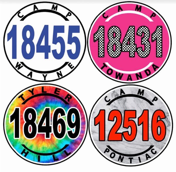 Camp Decal Camp Zip Code Circle (2", 4", 6" or 8") CABINS & QUADS