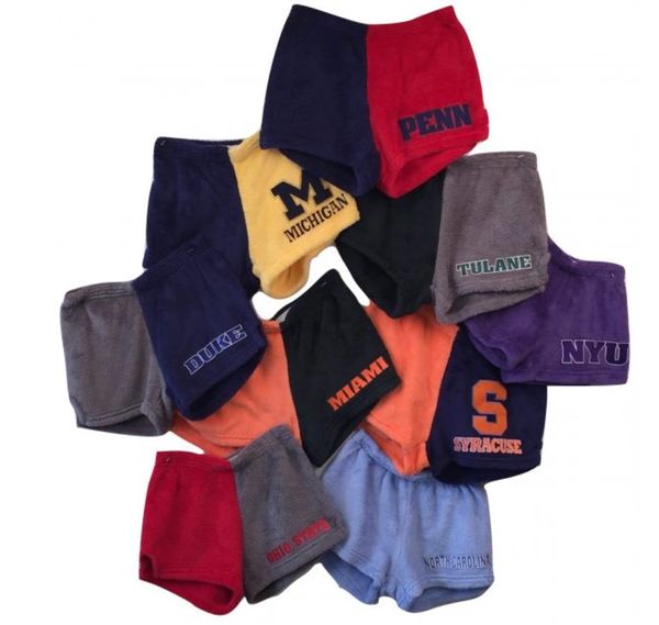 PJ's Fuzzy Varsity Pajama Shorts with Embroidery CABINS & QUADS