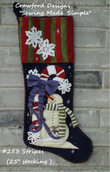 #253 Stripes pattern( makes 25" long stocking )