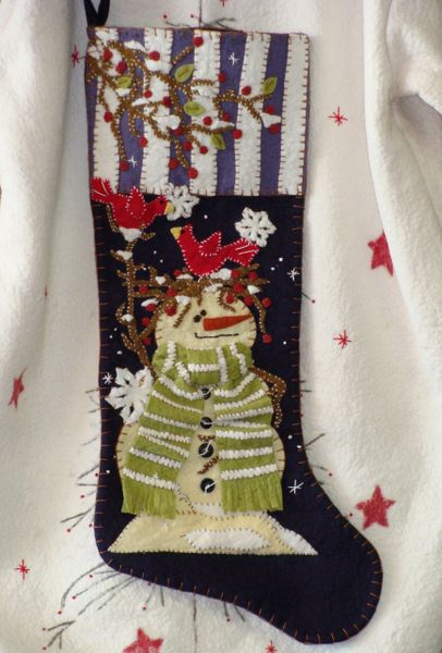 #196 Snowbirds Welcome 25" long snowman stocking