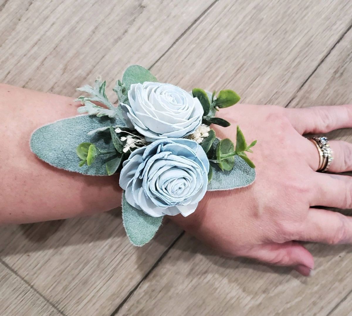 Light blue wrist clearance corsage