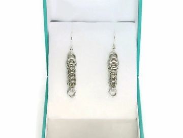 Handmade chainmaillre Box weave earrings , silver fill, sterling silver or  steel earwires, gift box