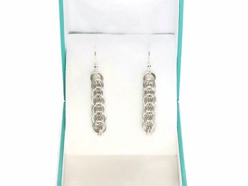 Handmade chain maille earrings, Silver fill earrings, delicate silver fill earrings, Small drop earr