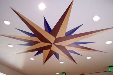 Custom painted ceiling compass rose design. Metallic paint with four coats for brilliant opacity.