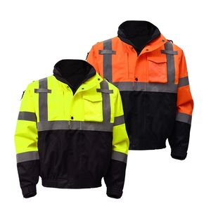 Two high-visibility safety jackets in yellow and orange.