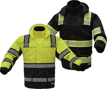 Two high-visibility jackets in yellow and black.