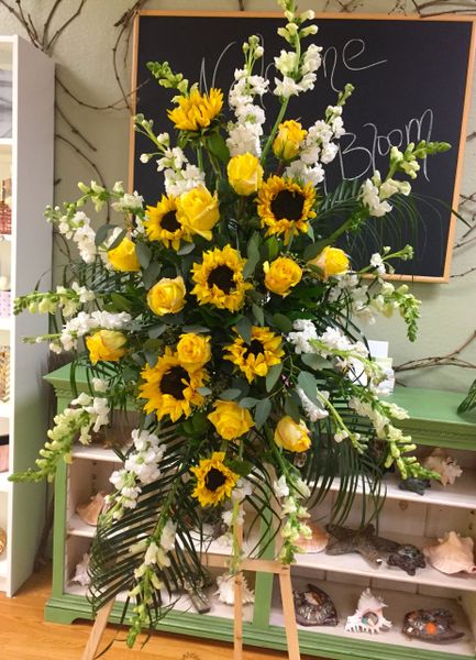 Sunflowers and Yellow Roses Funeral Spray