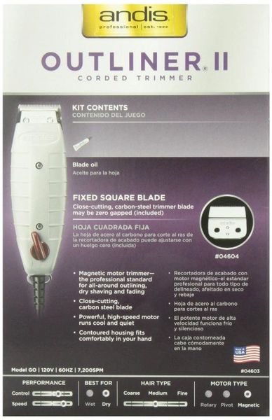 Andis Professional Outliner II Personal Trimmer, Gray (04603)