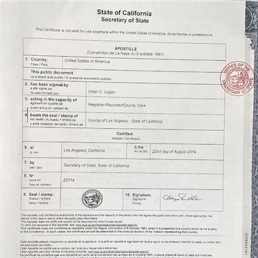 Sample California Apostille