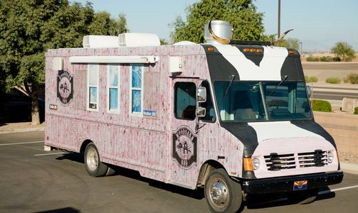 Food truck with pink exterior