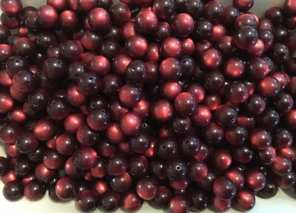 150 Vintage Moon Glow Lucite Beads - Cranberry