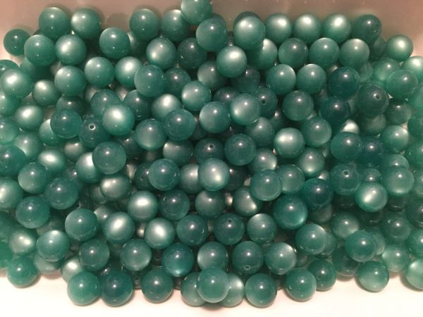 150 Vintage Moon Glow Lucite Beads - Green