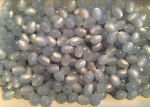150 Vintage Moon Glow Lucite Beads - Powder Blue