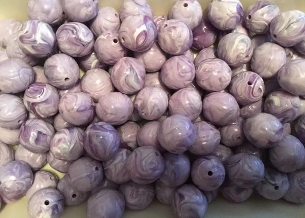 100 Vintage Marbleized Lucite Beads - Purple and Lavender