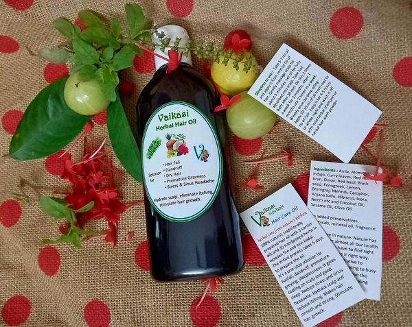 Kerala Ayurvedic Hair Oil Traditional Homemade Vaikasi Herbals
