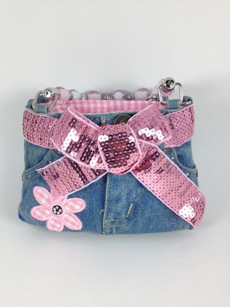 Pink and Blue Denim Mini Jean Purse