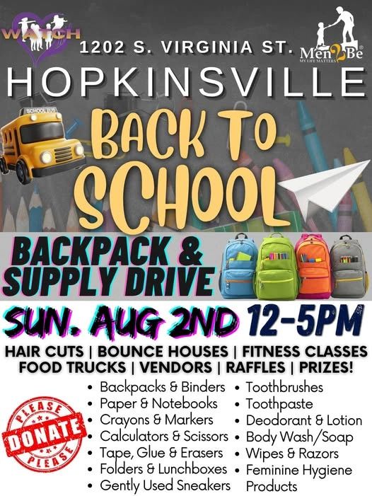 SUN 02 AUG 2026: Men2Be Back to School Bash/Supply Drive