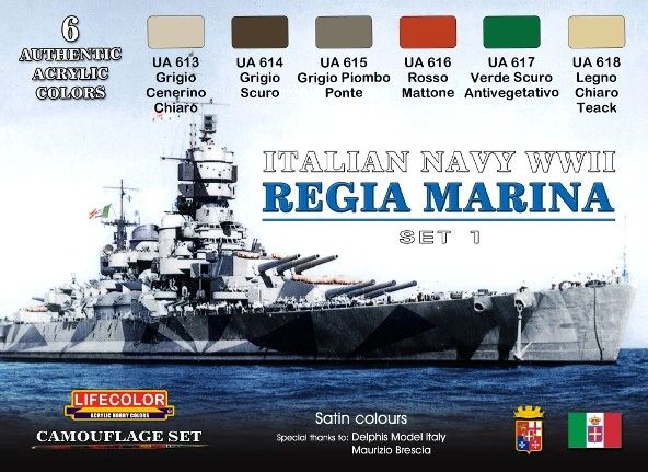 Italian Navy WWII Camouflage Acrylic Set (6 22ml Bottles) - Lifecolor CS15