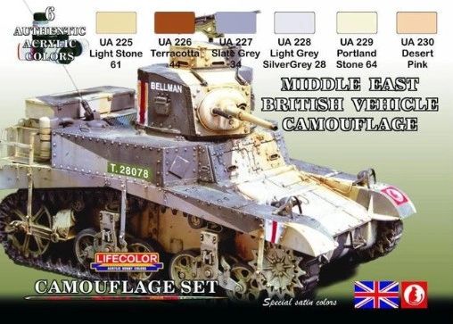 British WWII Middle East Vehicles Camouflage Acrylic Set (6 22ml Bottles) - Lifecolor CS16