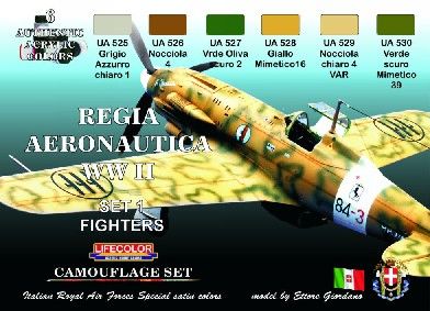 Italian WWII Fighters #1 Camouflage Acrylic Set (6 22ml Bottles) - Lifecolor CS19