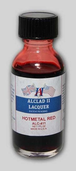 1oz. Bottle Transparent Hot Metal Red Lacquer - ALCLAD 411