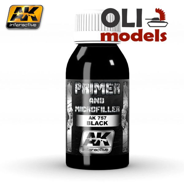 Black Primer & Microfiller 100ml Bottle - AK Interactive 757
