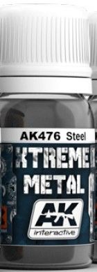 Xtreme Metal Steel Metallic Paint 30ml Bottle - AK Interactive 476