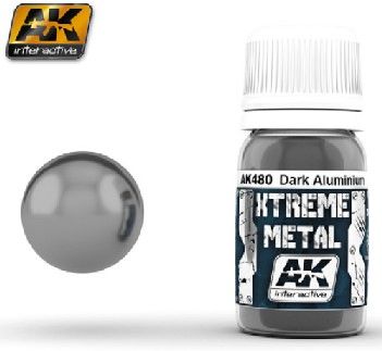 Xtreme Metal Dark Aluminum Metallic Paint 30ml Bottle - AK Interactive 480