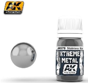 Xtreme Metal Stainless Steel Metallic Paint 30ml Bottle - AK Interactive 670
