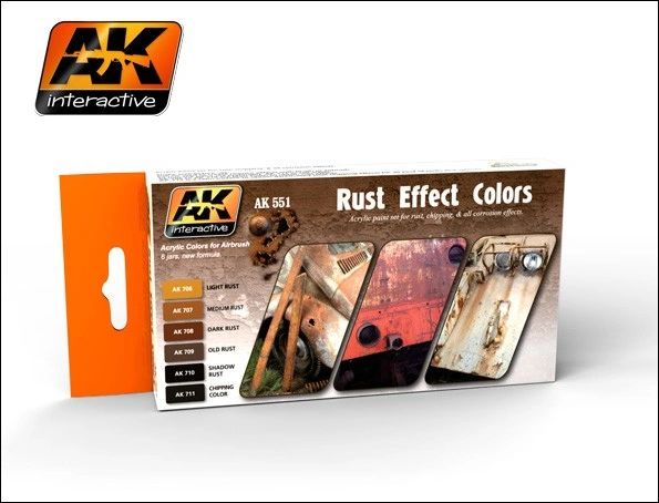 Rust Effects Acrylic Paint Set (6 Colors) 17ml Bottles - AK Interactive 551