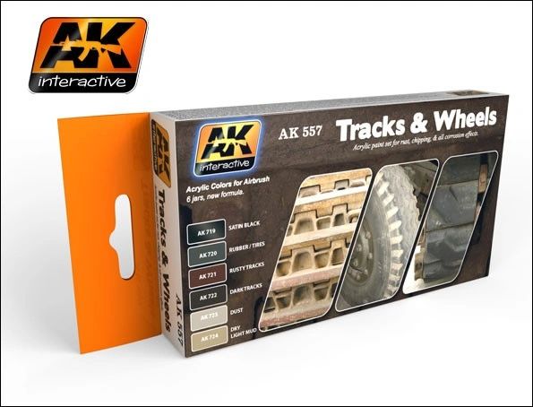 Track & Wheels Acrylic Paint Set (6 Colors) 17ml Bottles - AK Interactive 557