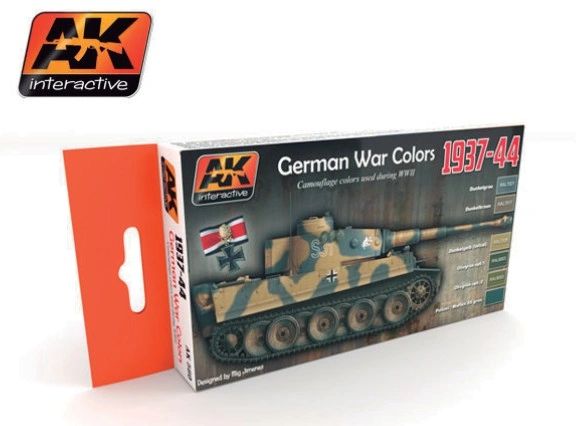 WWII German Camouflage War Colors 1937-44 Acrylic Paint Set (6 Colors) 17ml Bottles - AK Interactive 560