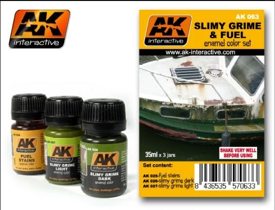 Slimy Grime & Fuel Stains Enamel Paint Set (25, 26, 27) - AK Interactive 63