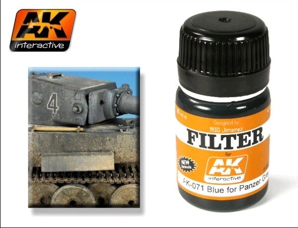 Filter Blue for Panzer Grey Enamel Paint 35ml Bottle - AK Interactive 71
