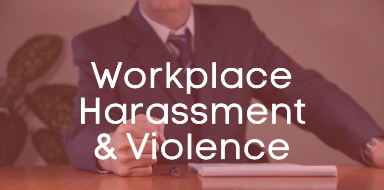 A man personifies workplace harassment and violence.