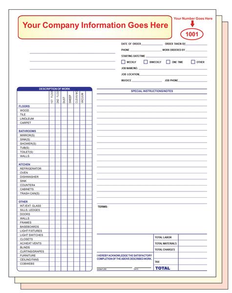 CLEANING SERVICE WORK ORDER INVOICE