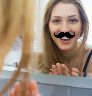 mustache mirror sticker