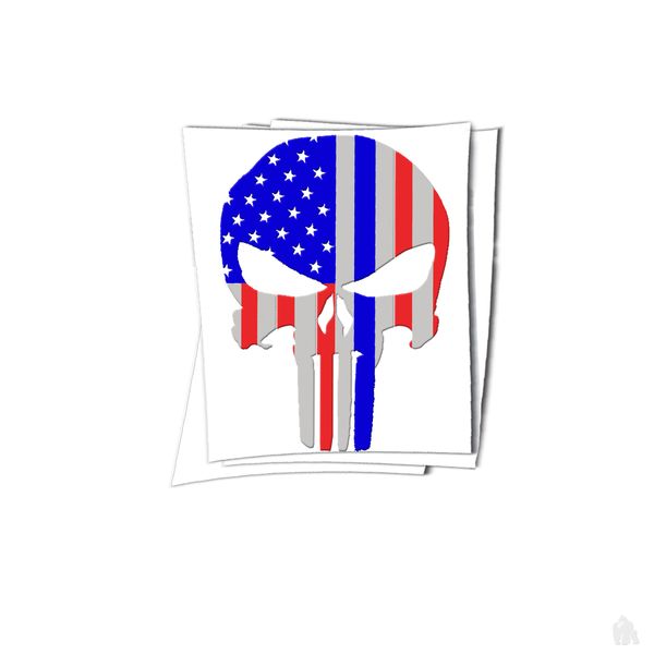 punisher skull american flag sticker