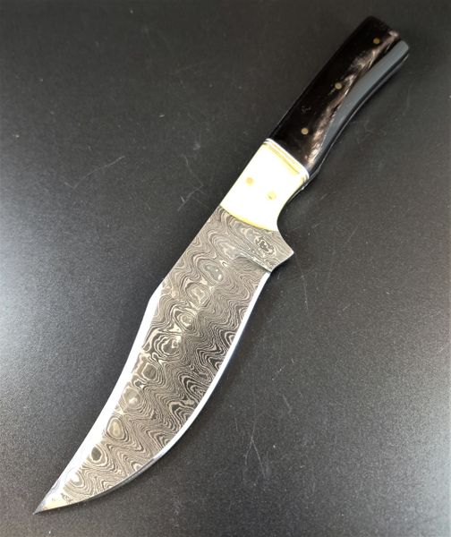 Damascus Bone and Horn Skinner Fixed Blade Knife